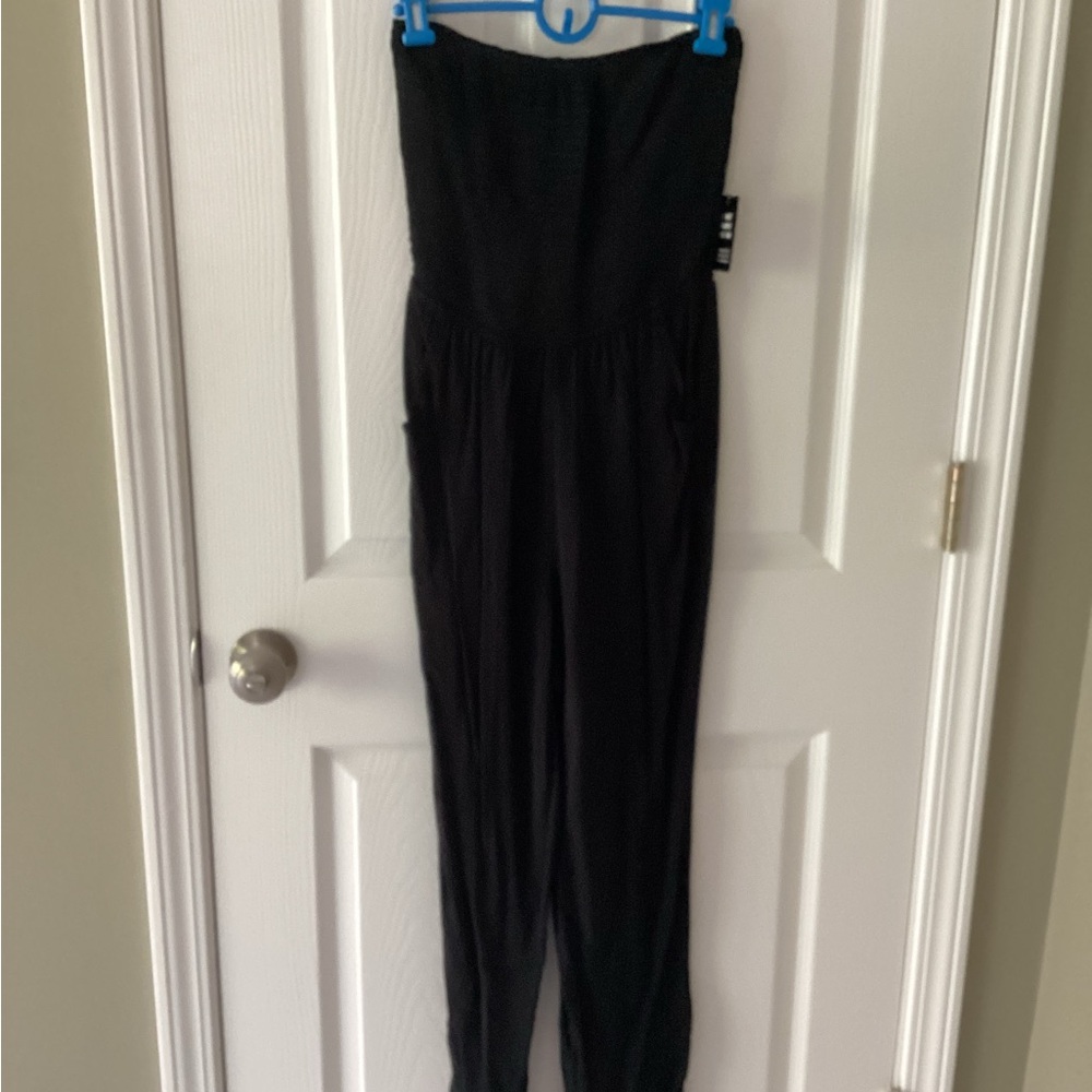 Express Black Strapless Jumpsuit with Sleek Silhouette (PRICEDROP) - Picture 2 of 6